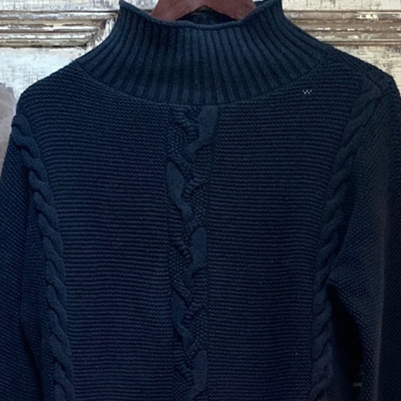 GAP Cable Knit Turtleneck Sweater, Black, , Size Small - Picture 7 of 7